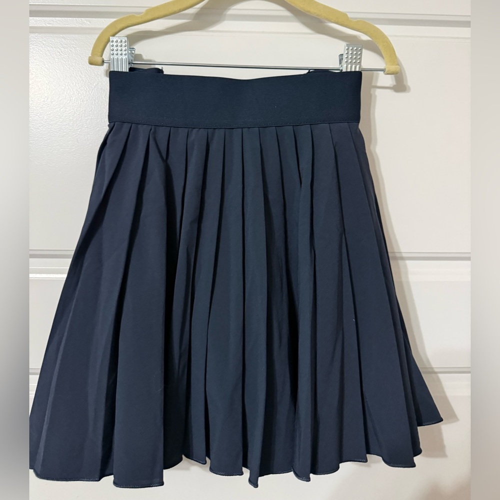 Aritzia Navy A-Line Pleated Skirt